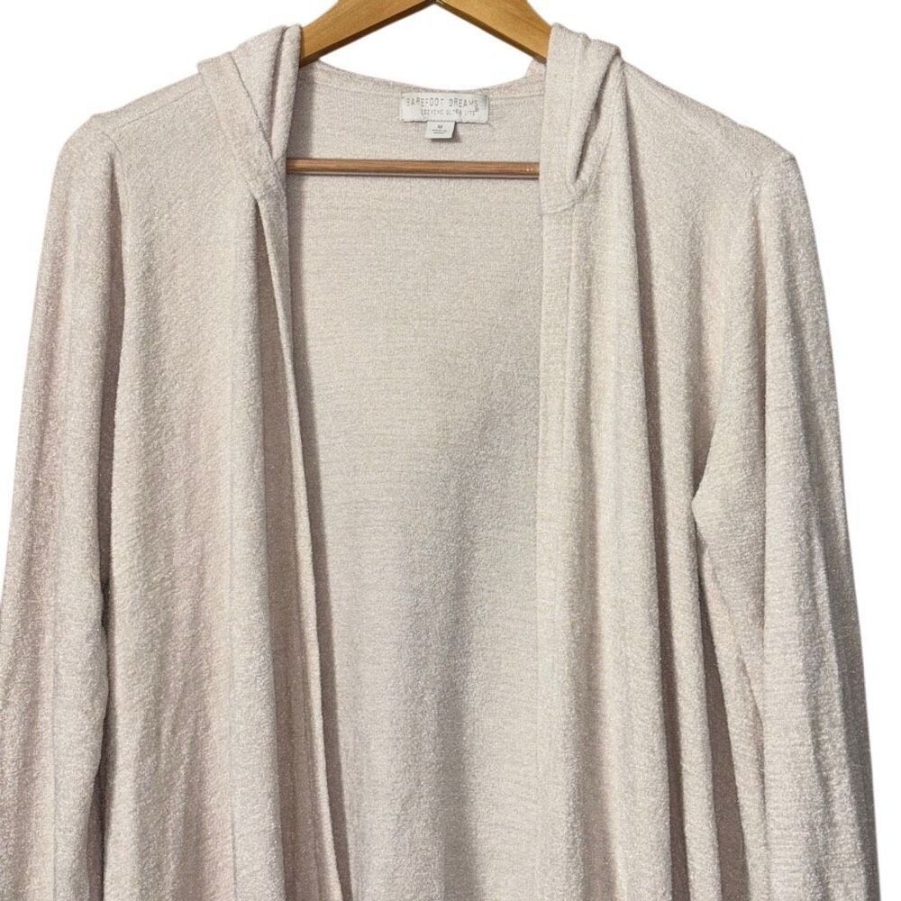 Barefoot dreams cozychic ultra lite knit hooded cardigan cream medium - Picture 8 of 9